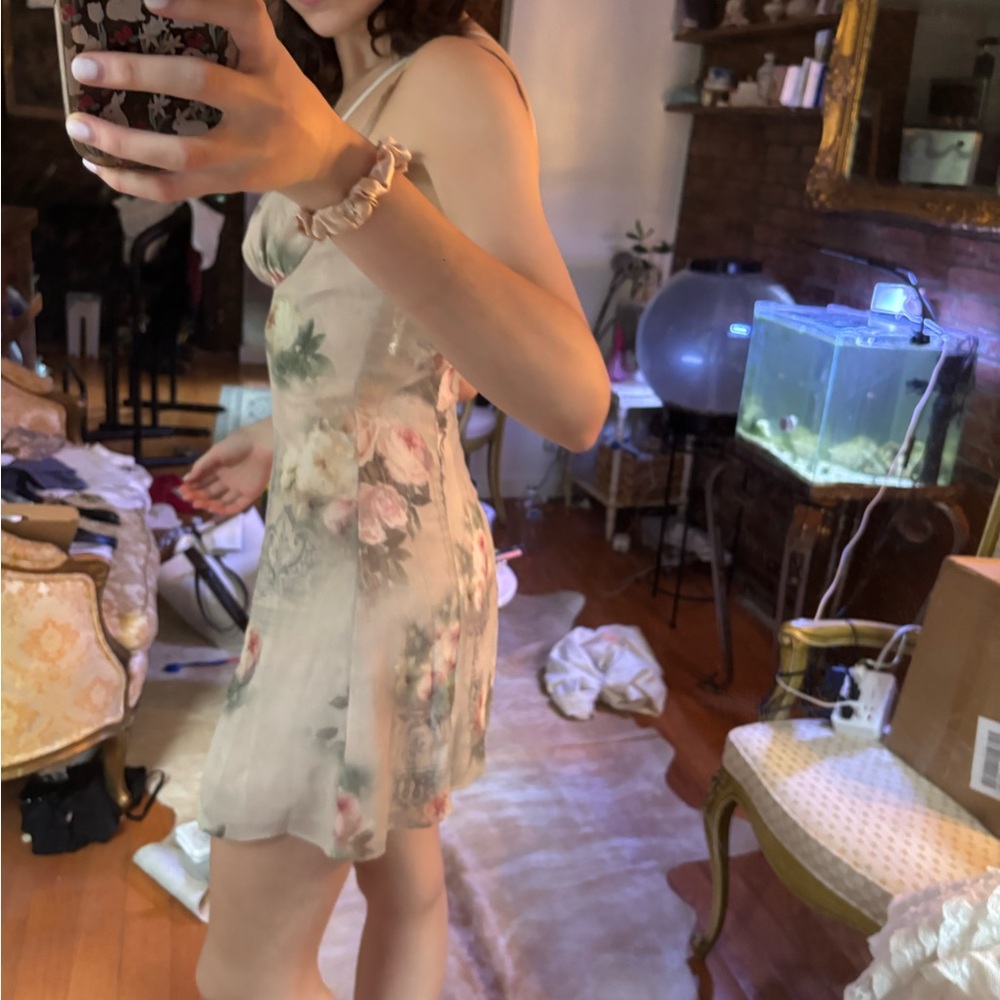 Floral Beige Dress - Picture 2 of 3